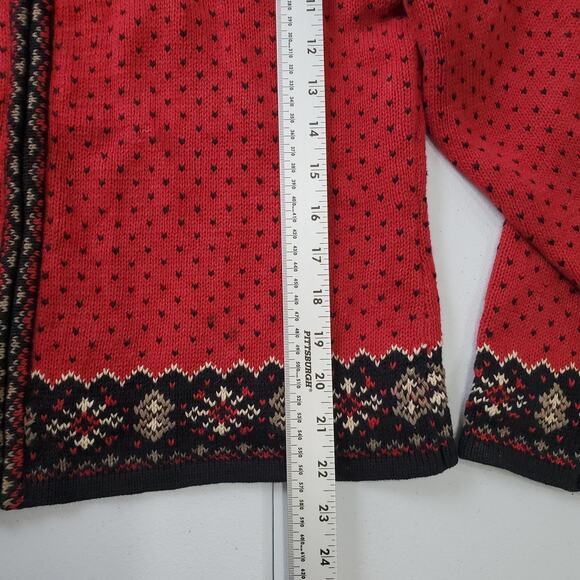 Nomadic Traders Sweater Womens Medium Red Black Fair Isle Cardigan Nordic - Picture 5 of 8